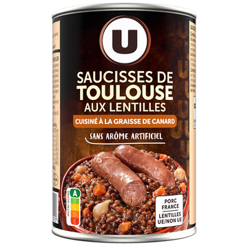 U Saucisses de Toulouse aux lentilles Boîte de 420g