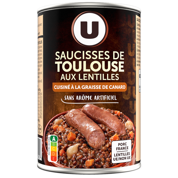 U Saucisses de Toulouse aux lentilles Boîte de 420g