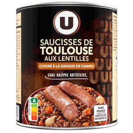 U Saucisses de Toulouse aux lentilles Boîte de 840g