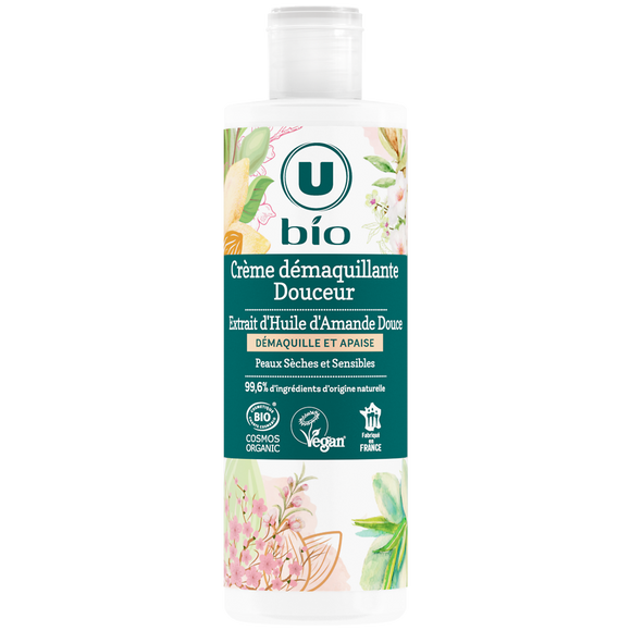 U BIO Crème démaquillante douceur amande douce, flacon 200ml