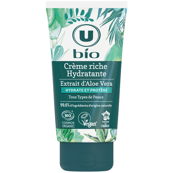 U BIO Crème visage riche hydratante aloe vera, 50ml