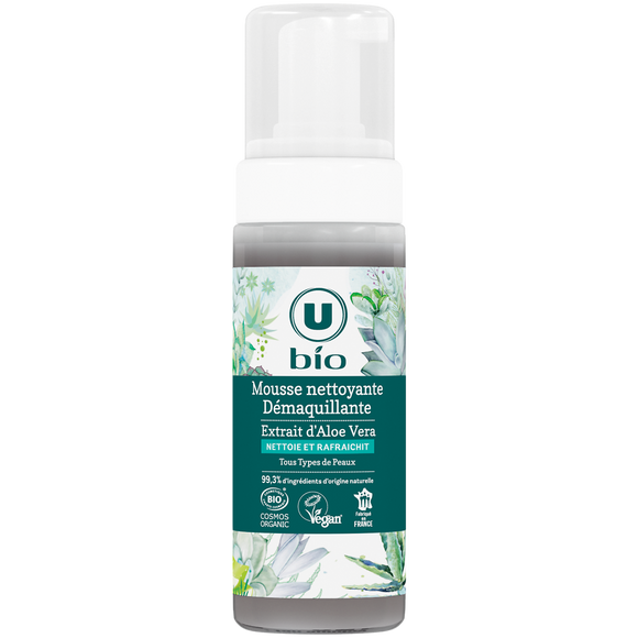 U BIO Mousse nettoyante demaquillante aloe vera, flacon 150ml