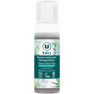 U BIO Mousse nettoyante demaquillante aloe vera, flacon 150ml