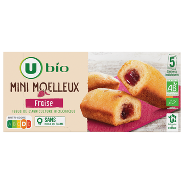 U BIO Gâteaux Mini moelleux bio fourré fraise 5x28g 140g