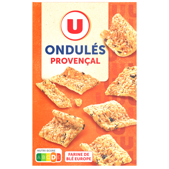 U Crackers ondulés aux fromages & aux herbes provençales, 65g
