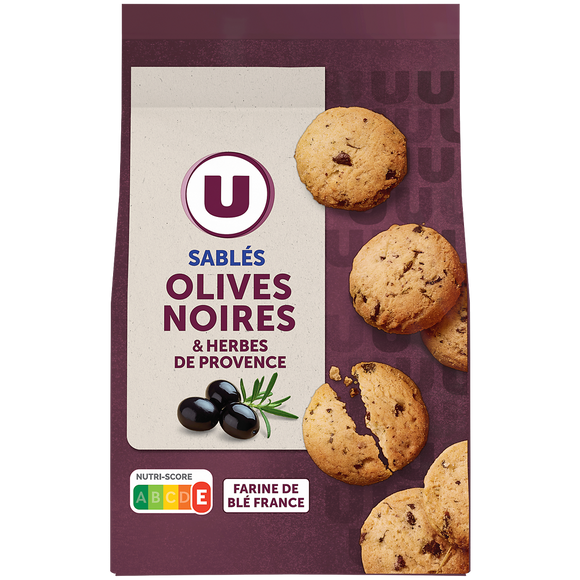 U Sablés apéritifs olives noires & herbes de Provence U 100g