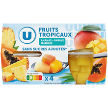 U Coupelles fruits tropicaux sans sucre ajoutés 4x113g