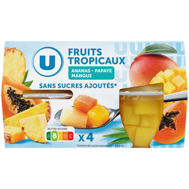 U Coupelles fruits tropicaux sans sucre ajoutés 4x113g