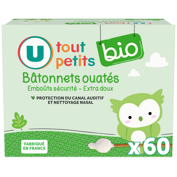 U TOUT PETITS BIO Bâtonnets ouatés bébé U BIO TOUT PETITS X60