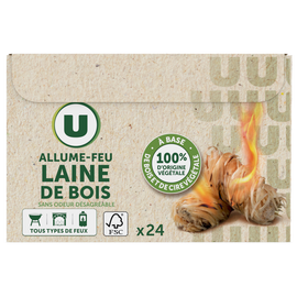 U Allume-feu laine de bois, x24
