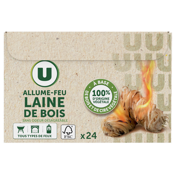 U Allume-feu laine de bois, x24