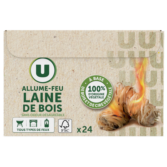 U Allume-feu laine de bois, x24