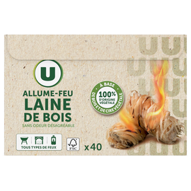 U Allume-feu laine de bois, X40 rouleaux