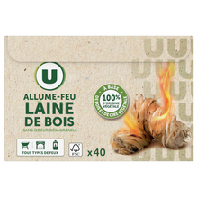 U Allume-feu laine de bois, X40 rouleaux