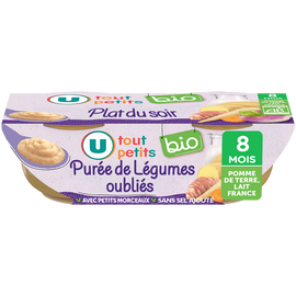 U TOUT PETITS BIO Plats bébé bols repas bébé purée de légumes oubliés, dès 8 mois - 2x200g