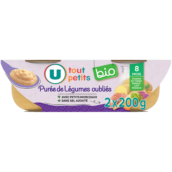 U TOUT PETITS BIO Plat bébé Purée de légumes oubliés, dès 8 mois - 2x200g - Repas bébé