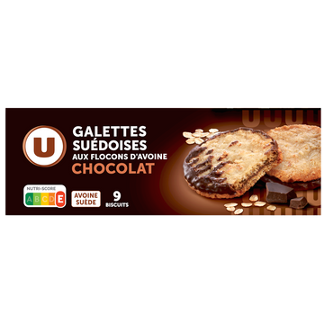 U Biscuits Galettes Suedoise flocons avoine et chocolat 170g