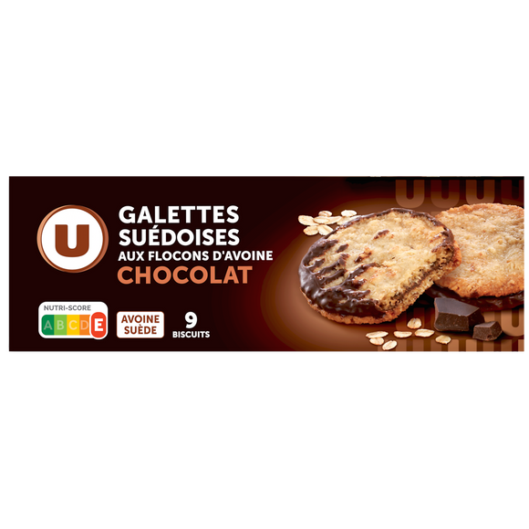 U Biscuits Galettes Suedoise flocons avoine et chocolat 170g