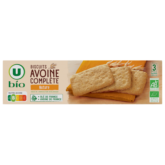 U BIO Biscuits à l'avoine complète nature bio 130g