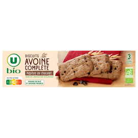 U BIO Biscuits à l'avoine complète et aux pépites chocolat bio 130g