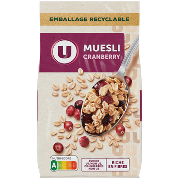 U Céréales Müesli cranberry, 400g