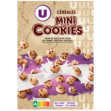 U Céréales mini cookies, paquet 375g