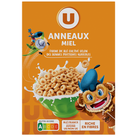 U Céréales Anneaux céréales au miel aromatisés  375g