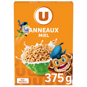U Céréales Anneaux céréales au miel aromatisés 375g