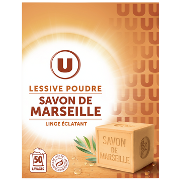 U Lessive en poudre - Savon de Marseille - 50 lavages - 2.5 kg