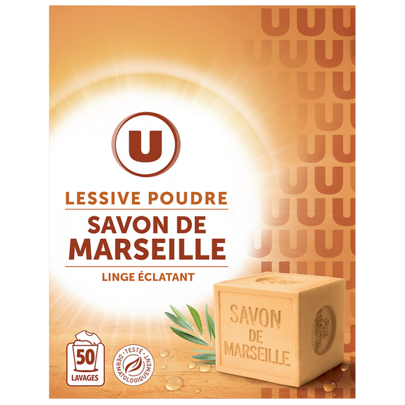 U Lessive en poudre - Savon de Marseille - 50 lavages - 2.5 kg