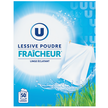 U Lessive en poudre - Fraicheur - 50 lavages - 2.5 kg