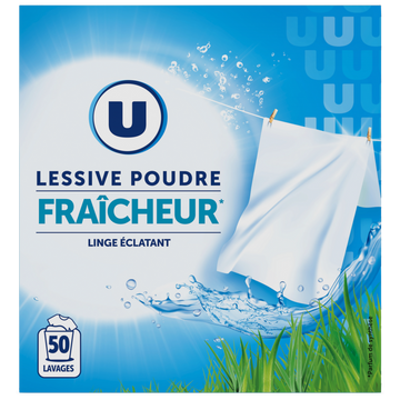 U Lessive poudre fraicheur 50 lavages 2,5kg