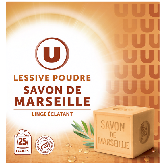 U Lessive en poudre - Savon de Marseille - 25 lavages - 1.25 kg