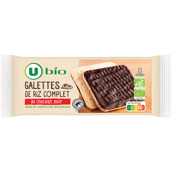 U BIO Galette de riz au chocolat noir , 100g