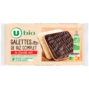 U BIO Galette de riz au chocolat noir , 100g