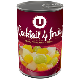 U Cocktail 4 fruits au sirop léger boîte 1/2 250g