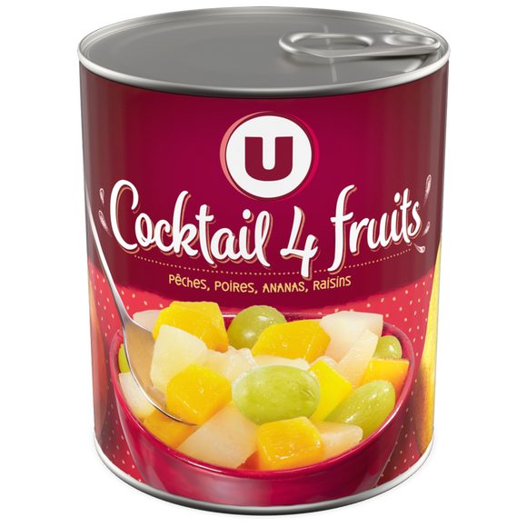 U Cocktail 4 fruits au sirop léger boîte 4/4 500g