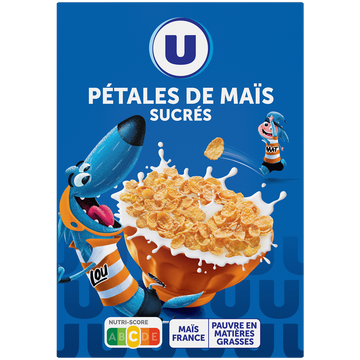 U Céréales Pétales de maïs sucré, paquet 375g