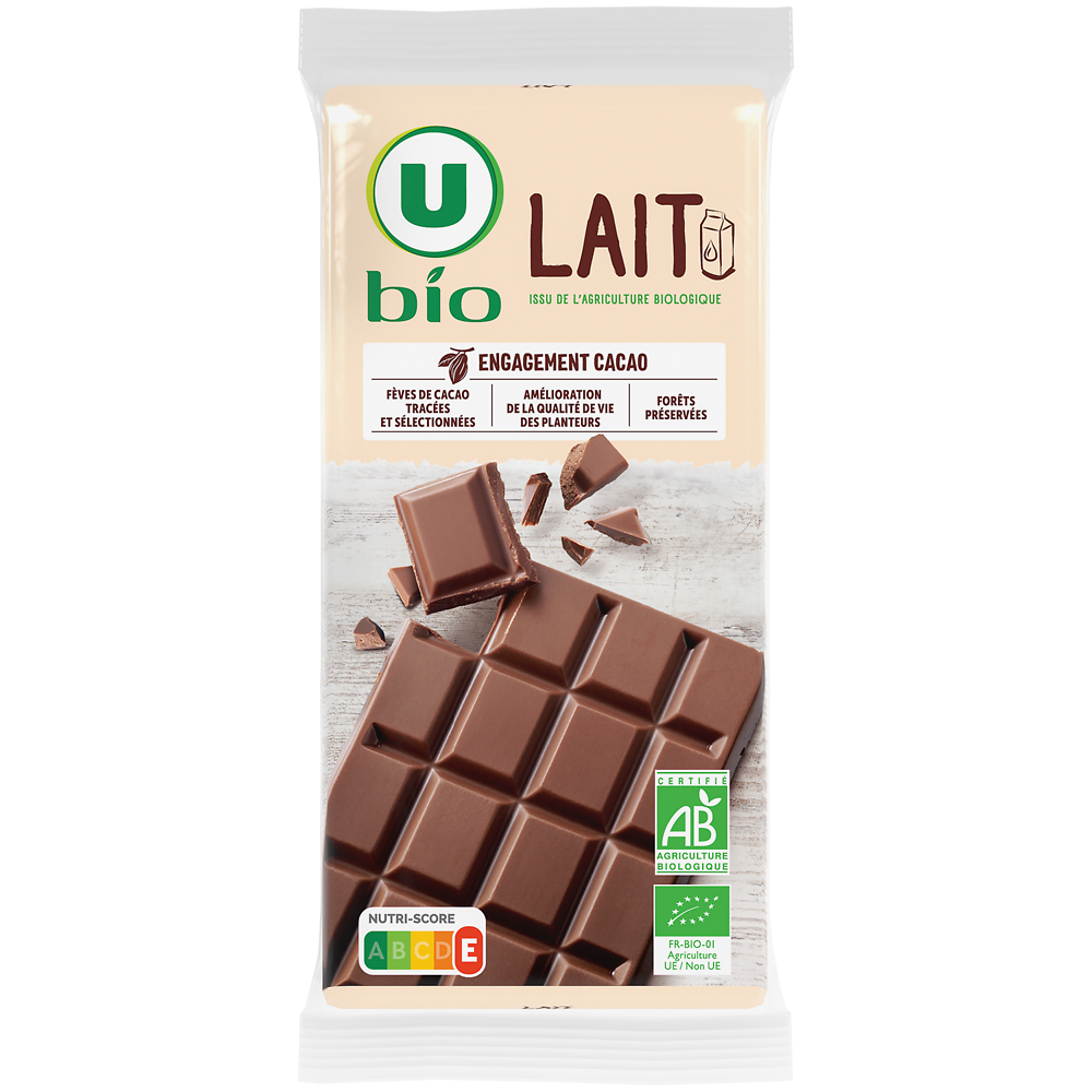 U BIO Chocolat au lait, tablettes 2x100g
