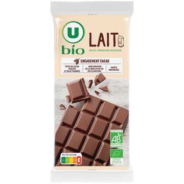 U BIO Chocolat au lait, tablettes 2x100g