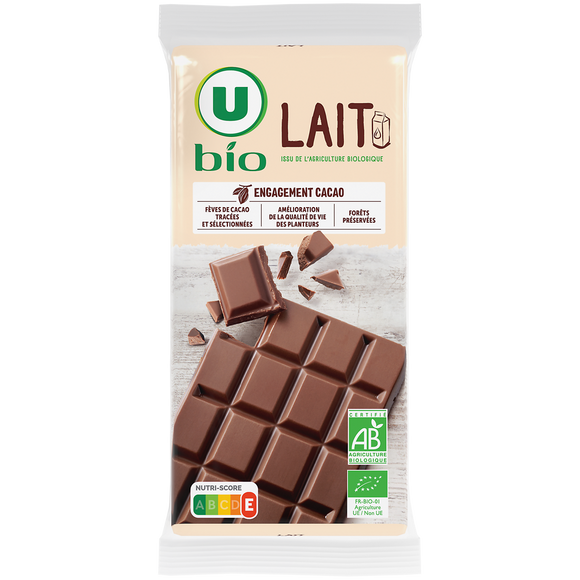 U BIO Chocolat au lait, tablettes 2x100g