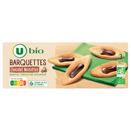 U BIO Gâteaux Barquettes au chocolat et aux noisettes bio, paquet 120g