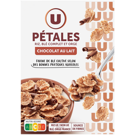 U Pétales de riz et blé complet avec copeaux chocolat au lait, 550g
