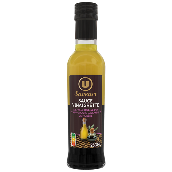 U SAVEURS Vinaigrette à l'huile olive et vinaigne balsamique, 250ml