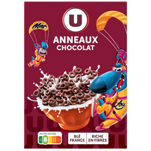 U Céréales Anneaux au chocolat U, paquet 375g