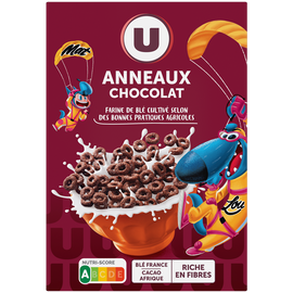U MAT ET LOU Céréales Anneaux au chocolat, paquet 375g