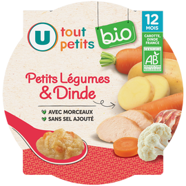 U TOUT PETITS BIO Plat bébé assiette petits légumes dinde dès 12mois, 230g