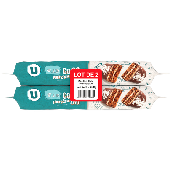 U Gâteau moelleux coco fourrés au lait - 2x390g