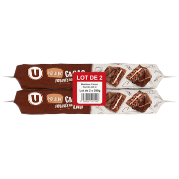 U Gâteau moelleux cacao fourrés au lait - 2x390g