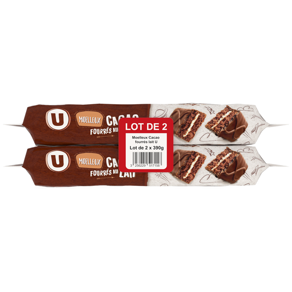 U Gâteau moelleux cacao fourrés au lait - 2x390g